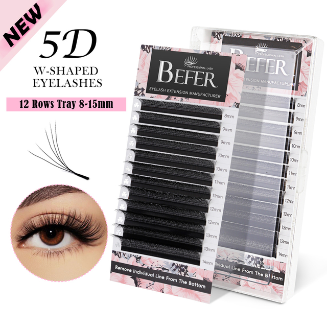 5D W Shape Eyelash Extension သဘာဝ ပျော့ပျောင်းသော အတုအယောင် မျက်တောင်များ