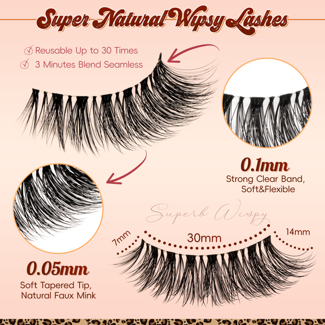 Natural Looking Eyelashes Wispy Lashes Short Strip Lashes