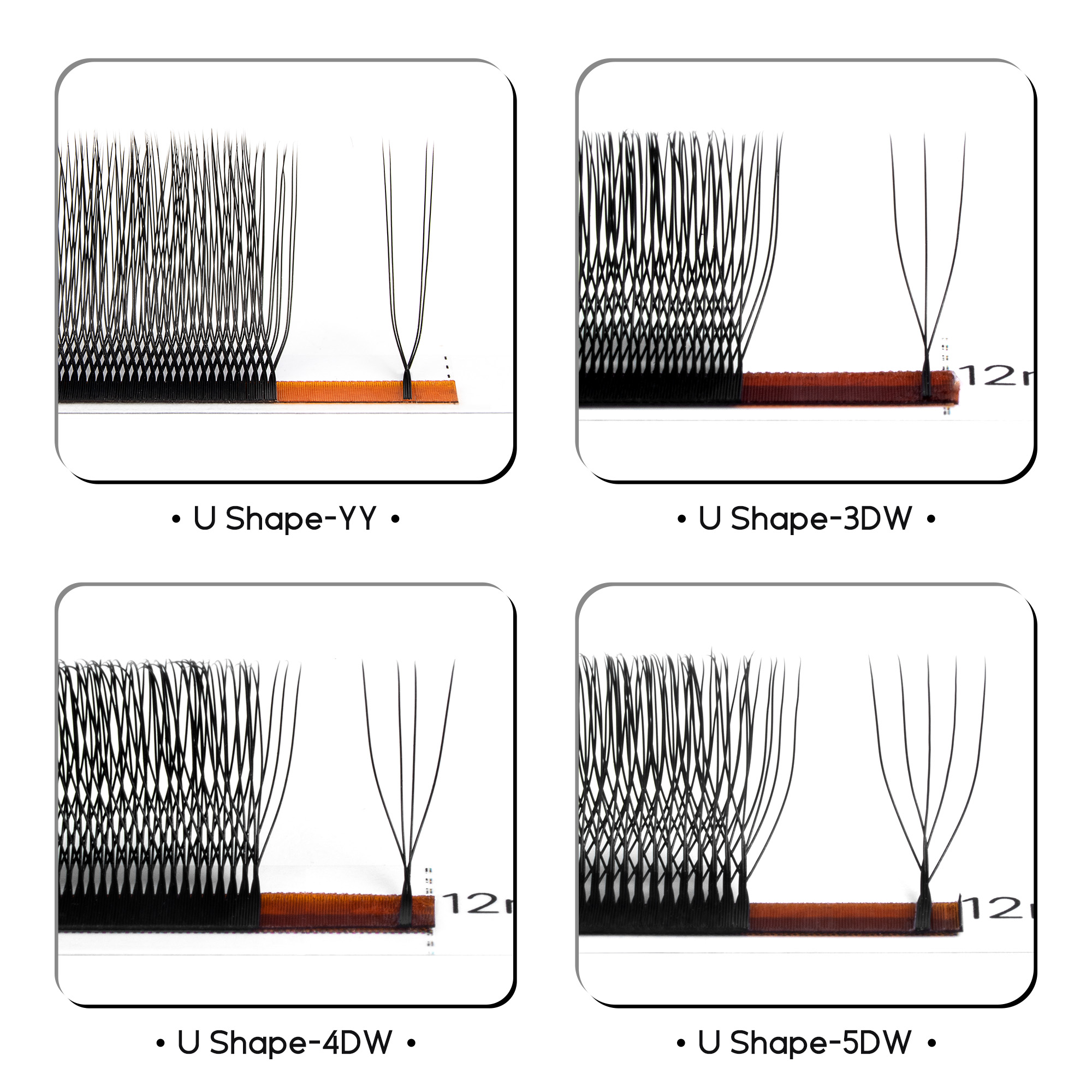 BEFER U Shape 4D W Eyelashes Premade Fans Eyelashes Extensions