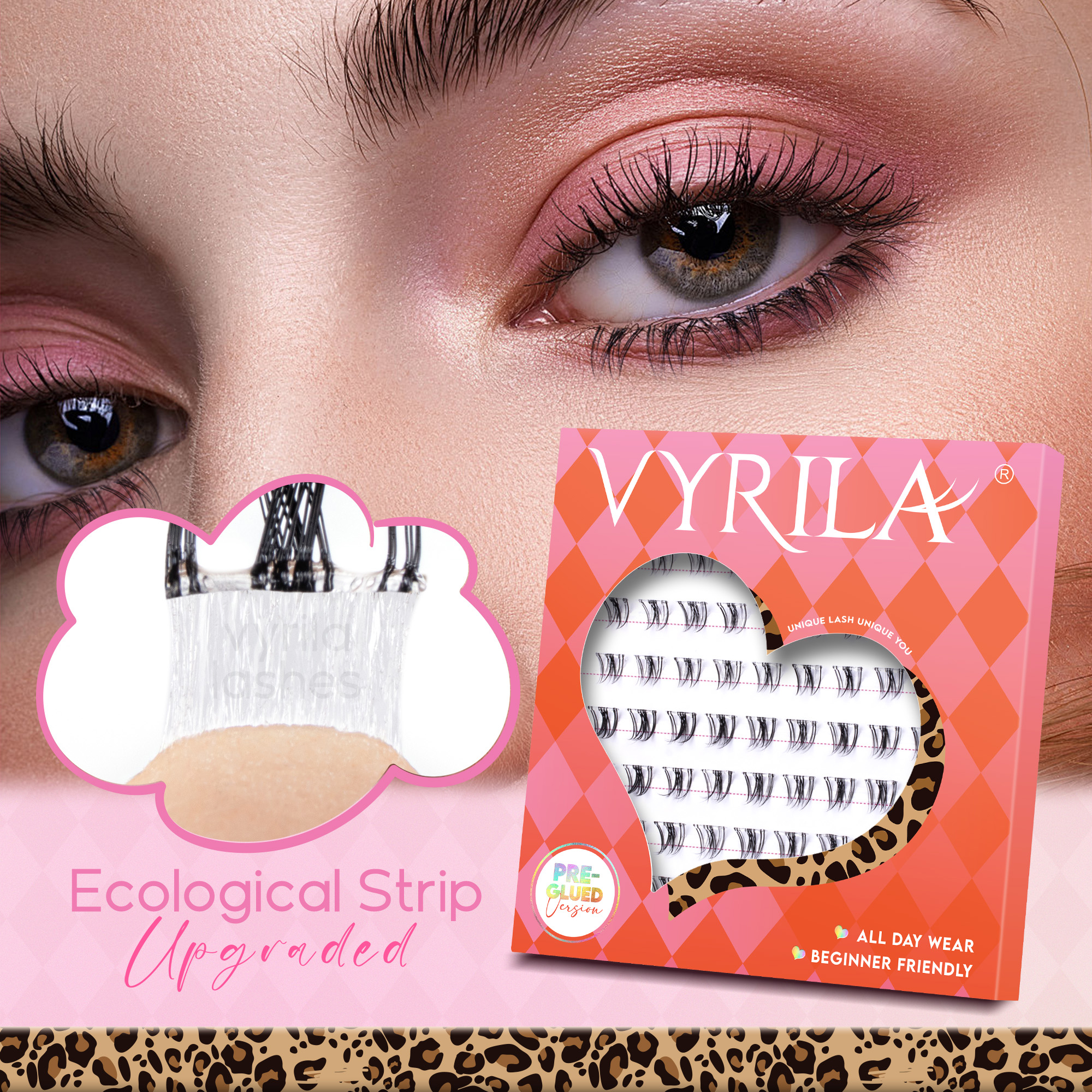 VYRILA Self Adhesive Bottom Lash Clusters No Glue Needed DIY Eyelash Extensions Portable Pre Glued Bottom Lashes ZE93