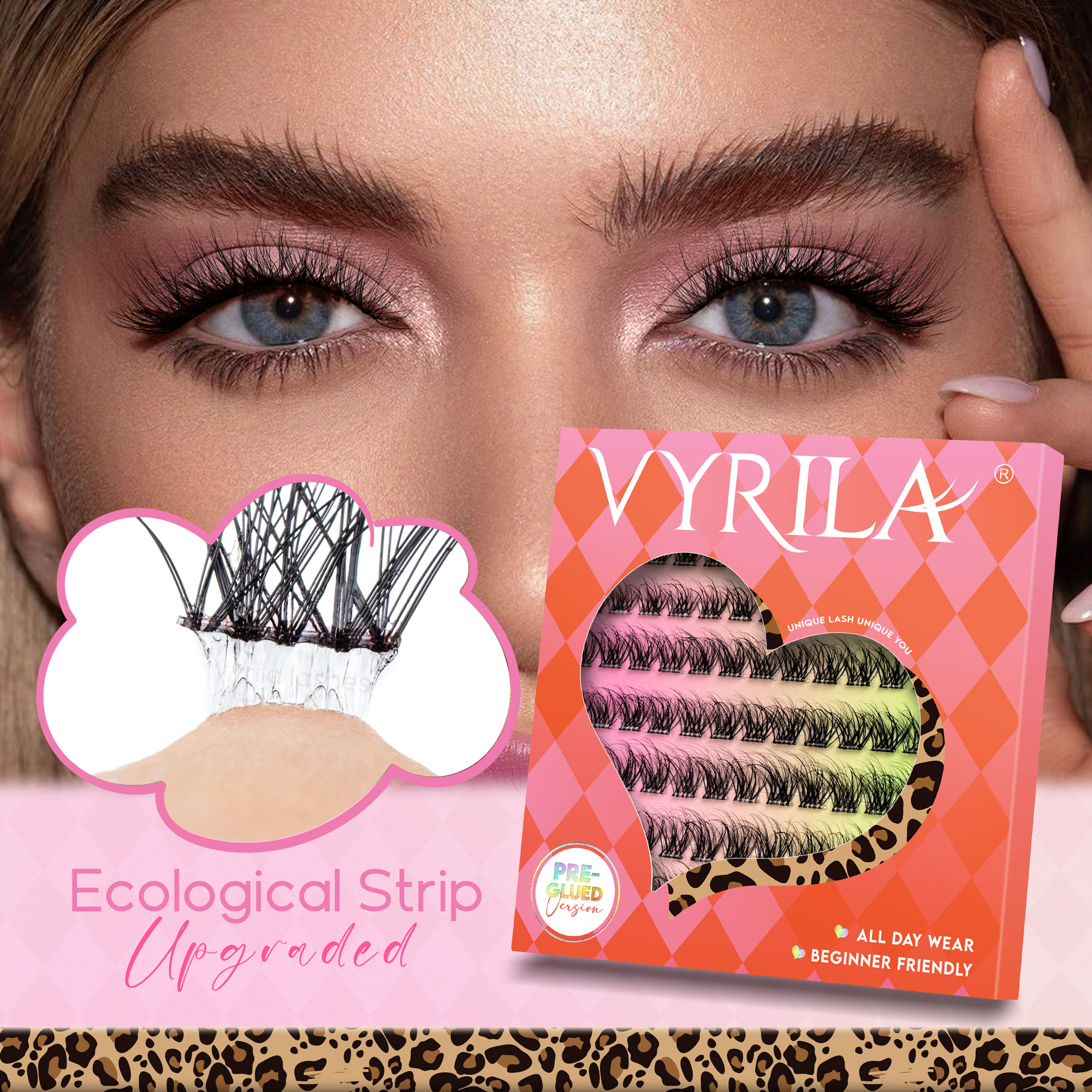 VYRILA Self Adhesive Lash Clusters No Glue Needed DIY Eyelash Extensions Portable Pre Glued-Hush Lashes